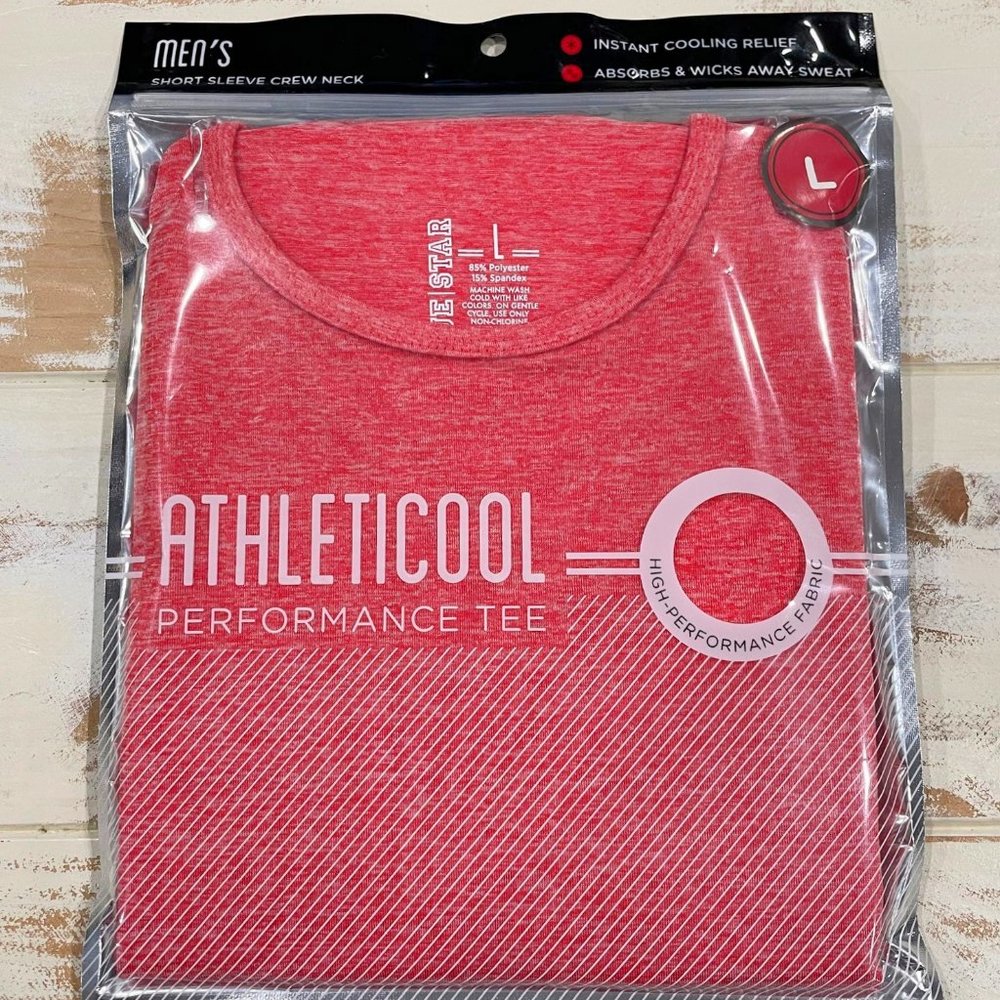 5/$20 NEW L Men's Red Athleticool Performance SS Tee-Anti-Odor